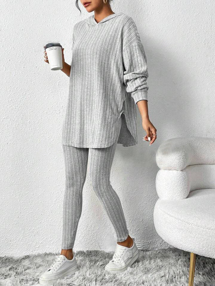 Autumn Stripe Hoodie Suit