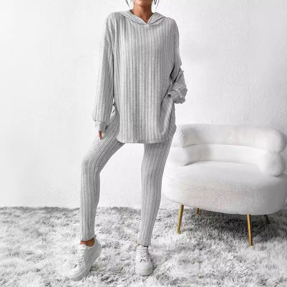 Autumn Stripe Hoodie Suit