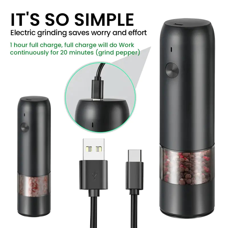 Electric Pepper and Salt Grinder Set