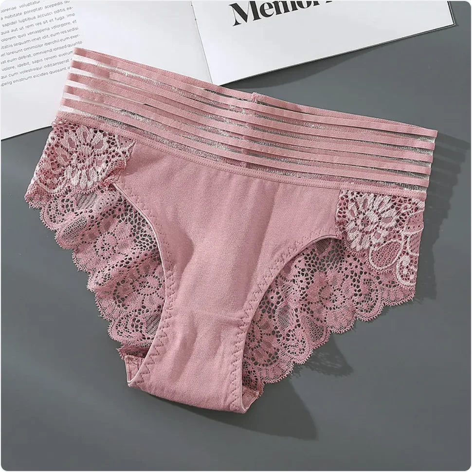 High-Waist Cotton Lace Underwear