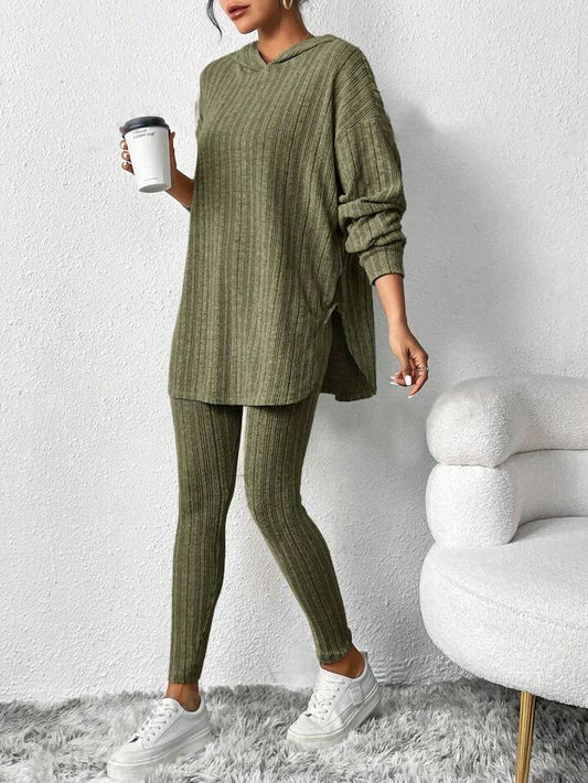 Autumn Stripe Hoodie Suit