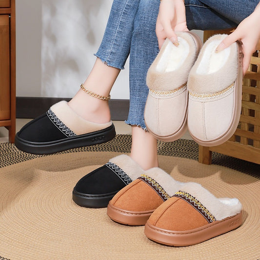 Women's Fleece-Lined Cotton Slippers