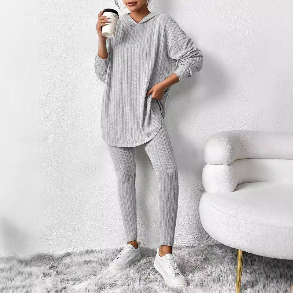 Autumn Stripe Hoodie Suit