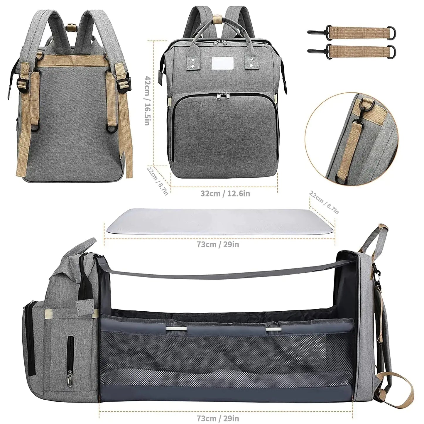 Baby Diaper Bag with Carry Cot