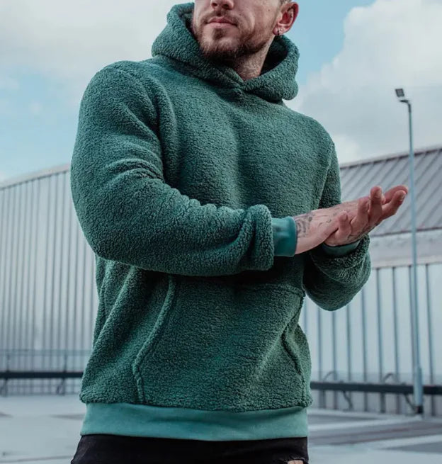 Men's Plush Hooded Sweater