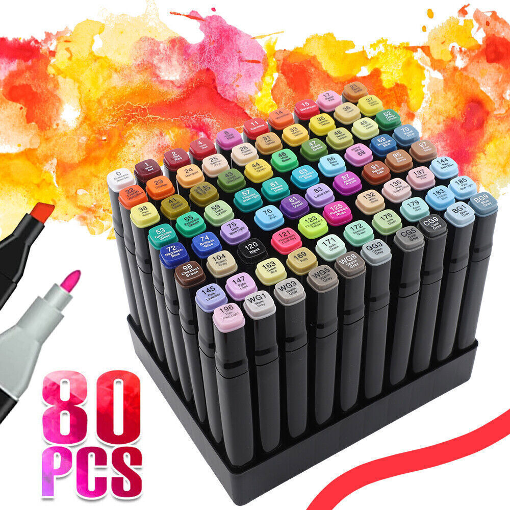 80-Piece Dual-Tip Sketch Pen Set