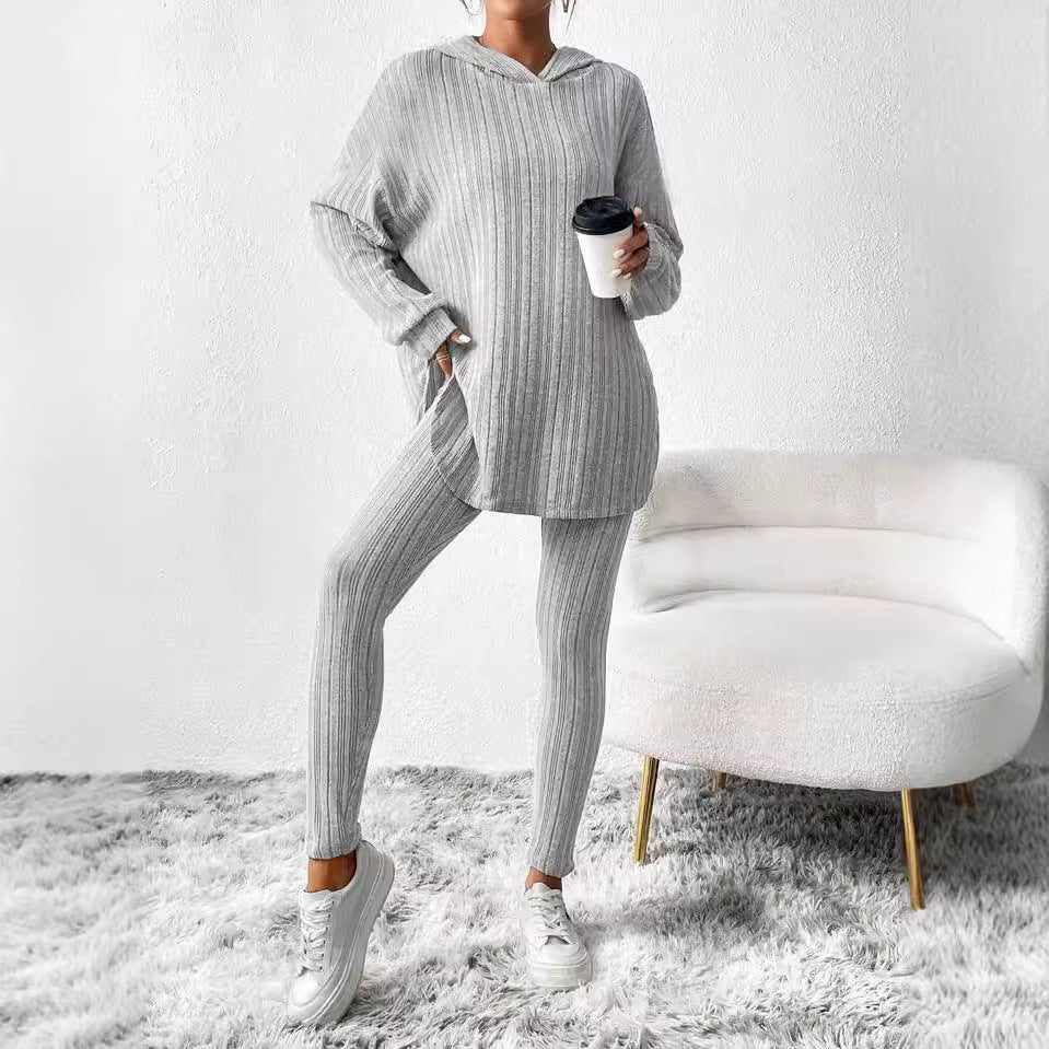 Autumn Stripe Hoodie Suit