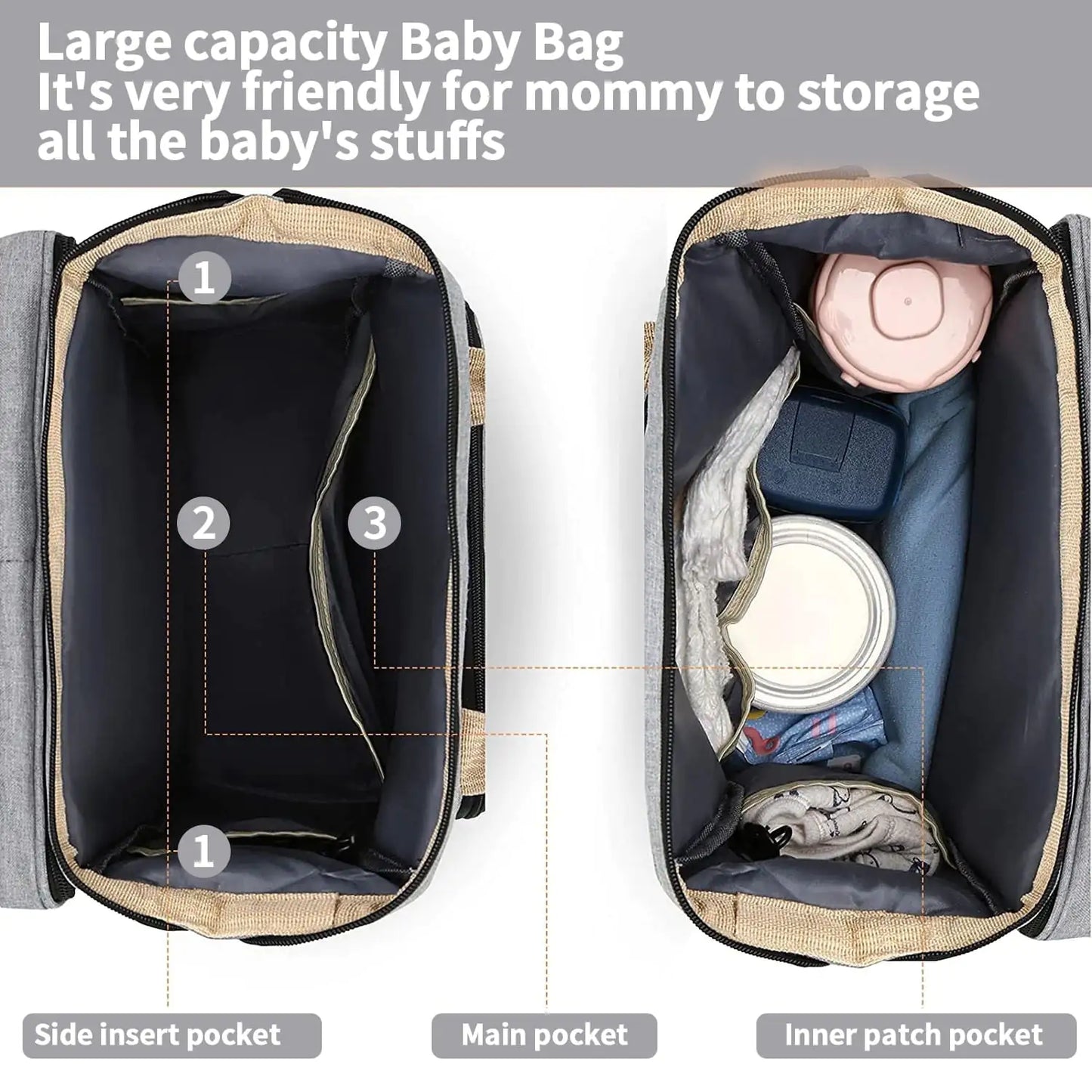 Baby Diaper Bag with Carry Cot