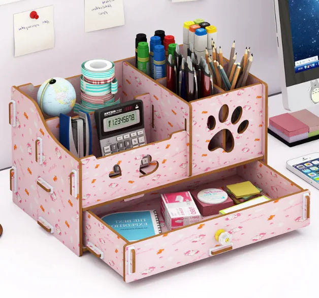 Children's Elegant Wooden Desk Organizer
