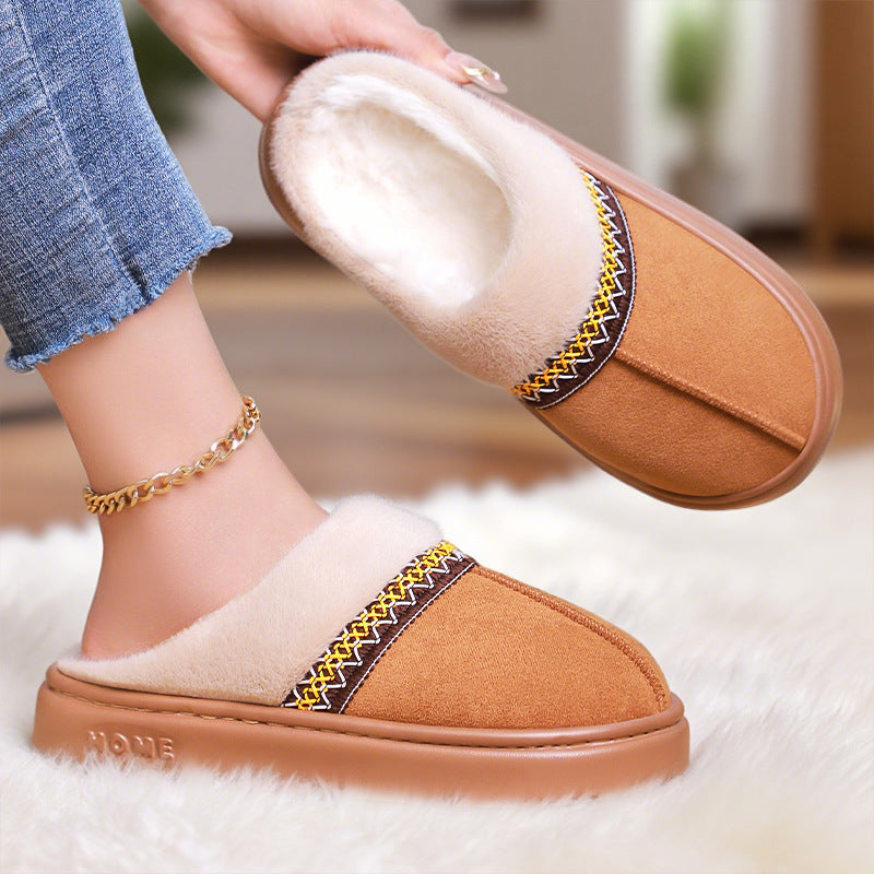 Women's Fleece-Lined Cotton Slippers