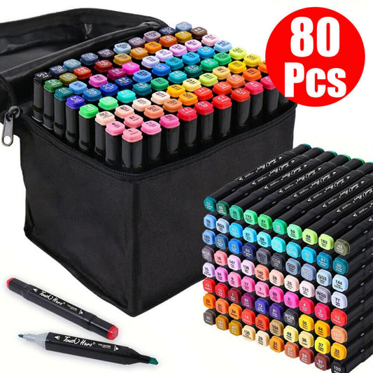 80-Piece Dual-Tip Sketch Pen Set