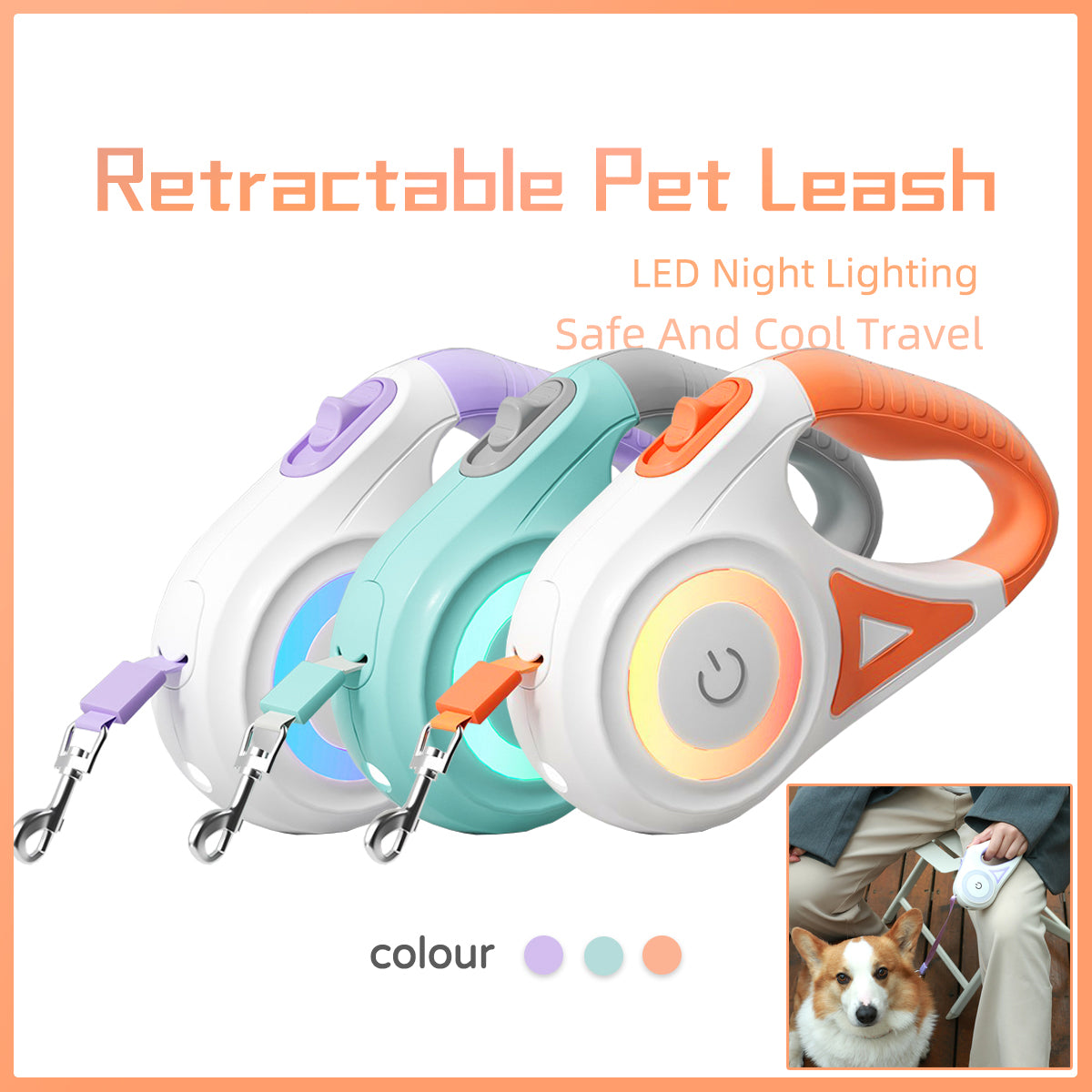 Retractable Dog Leash & Collar Set