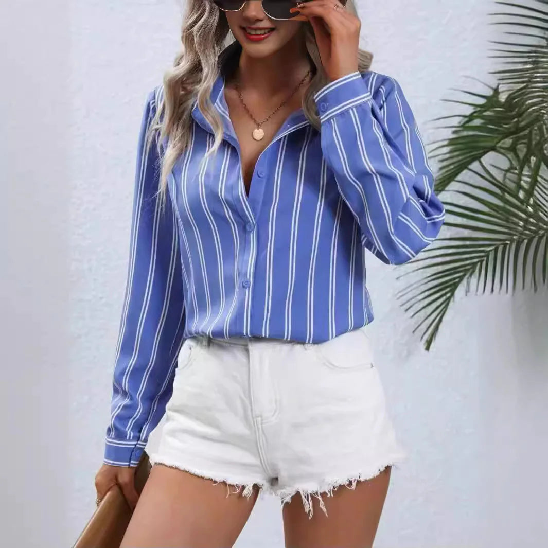 Women's Striped Cardigan Shirt