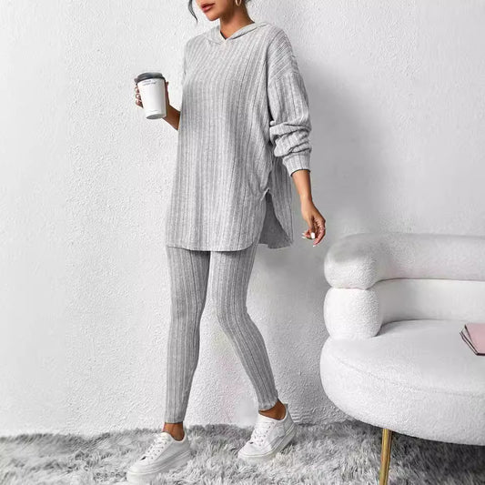 Autumn Stripe Hoodie Suit