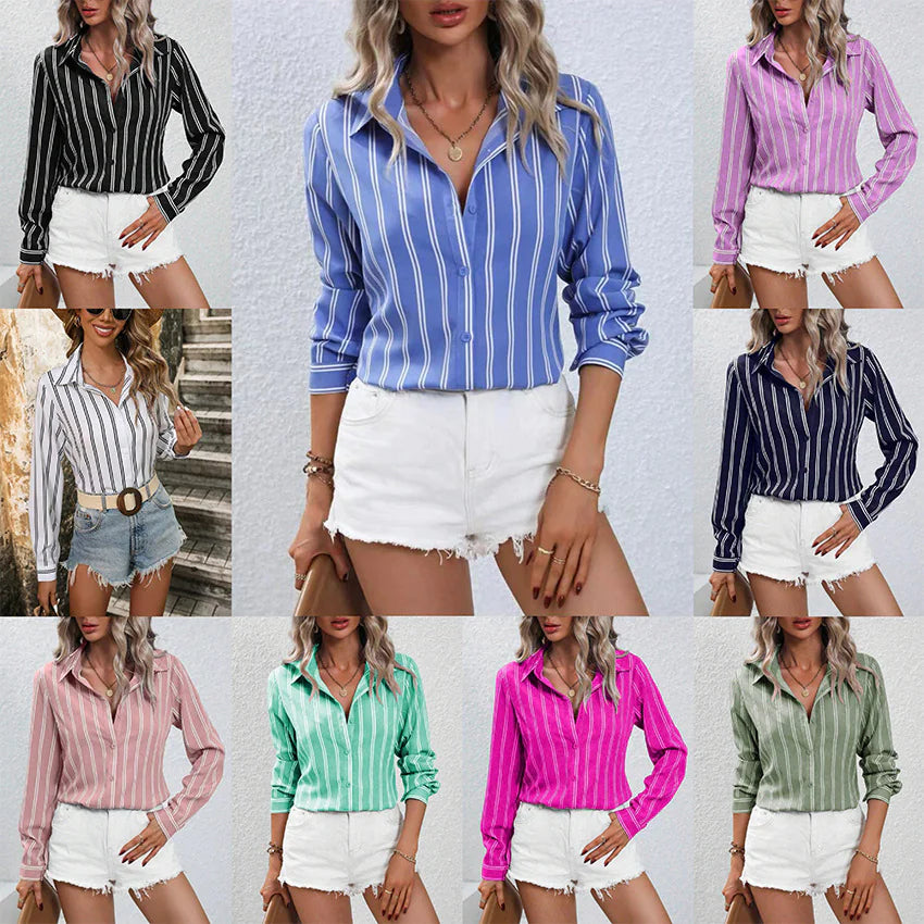 Women's Striped Cardigan Shirt