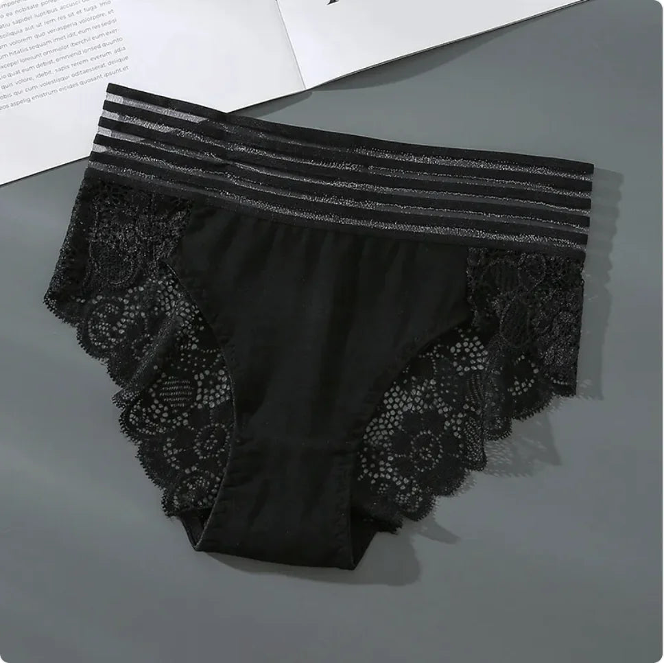 High-Waist Cotton Lace Underwear