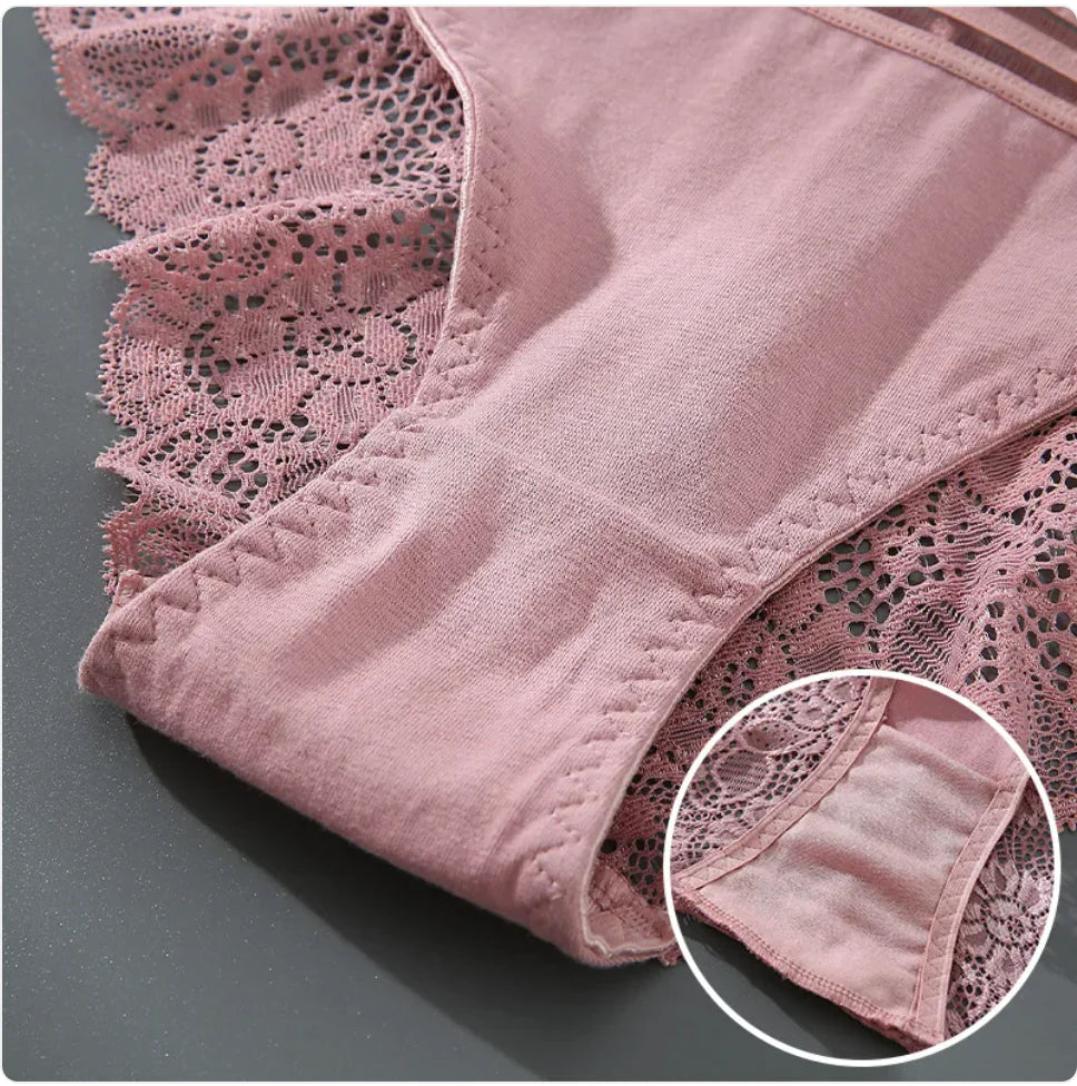 High-Waist Cotton Lace Underwear