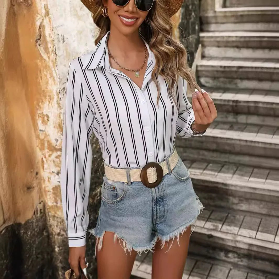 Women's Striped Cardigan Shirt