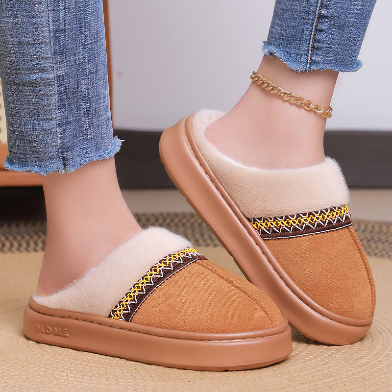 Women's Fleece-Lined Cotton Slippers