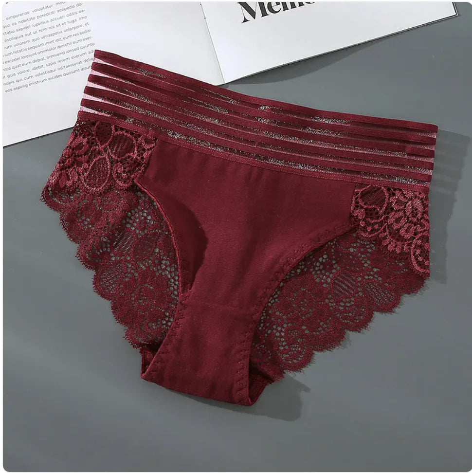 High-Waist Cotton Lace Underwear